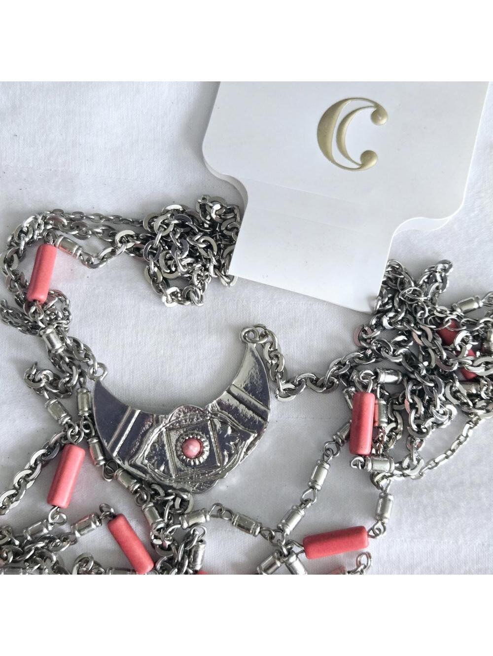 Charming Charlie Western Southwestern Coral Multi Strand Tiered Necklace NWT